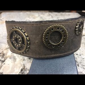 Leather hand made mens cuff